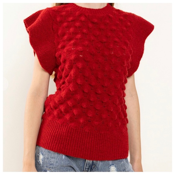 05 Chic Ruffle Sleeve Textured Sweater - Picture 6 of 6